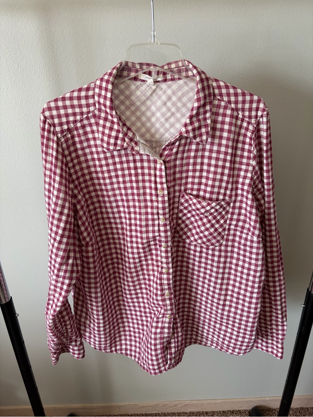 Red Gingham Button-Up Shirt
